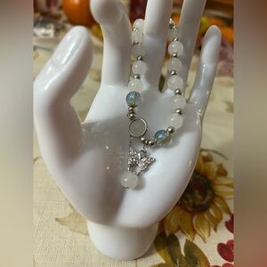 3/$15 White and Clear Blue Beaded Bracelet